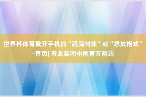 世界杯体育掀开手机的“跟踪对焦”或“怒放格式”-首页| 尊龙集团中国官方网站