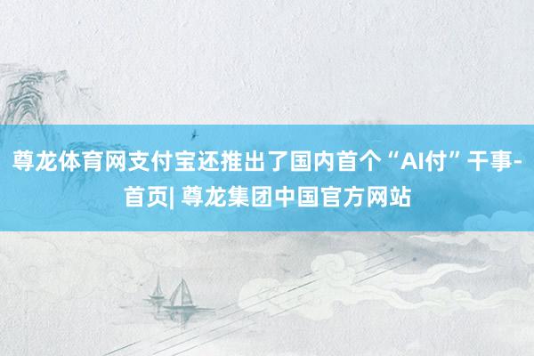 尊龙体育网支付宝还推出了国内首个“AI付”干事-首页| 尊龙集团中国官方网站