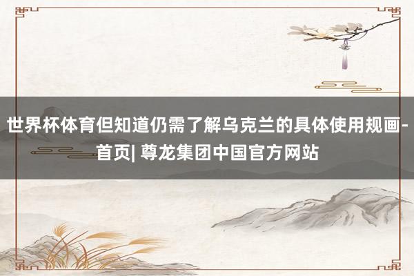 世界杯体育但知道仍需了解乌克兰的具体使用规画-首页| 尊龙集团中国官方网站