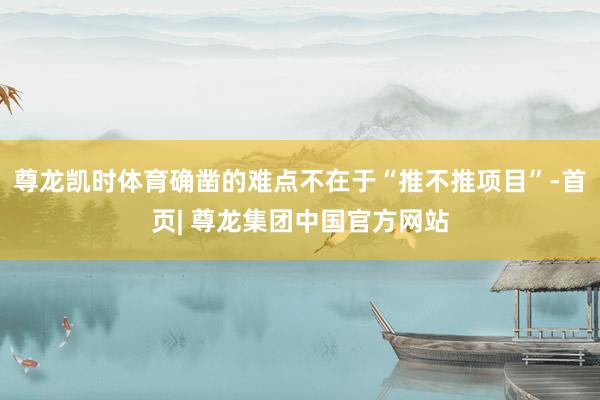 尊龙凯时体育确凿的难点不在于“推不推项目”-首页| 尊龙集团中国官方网站