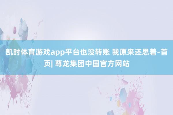 凯时体育游戏app平台也没转账 我原来还思着-首页| 尊龙集团中国官方网站