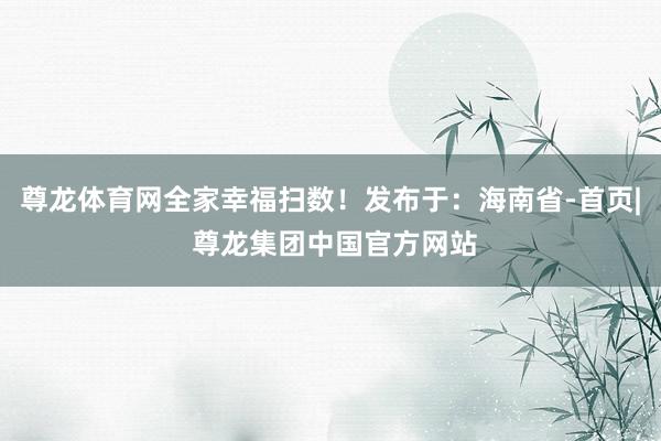 尊龙体育网全家幸福扫数！发布于：海南省-首页| 尊龙集团中国官方网站