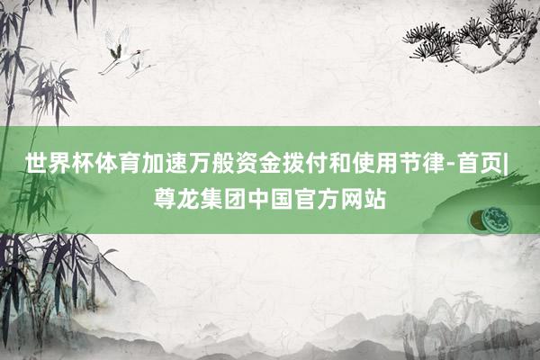 世界杯体育加速万般资金拨付和使用节律-首页| 尊龙集团中国官方网站